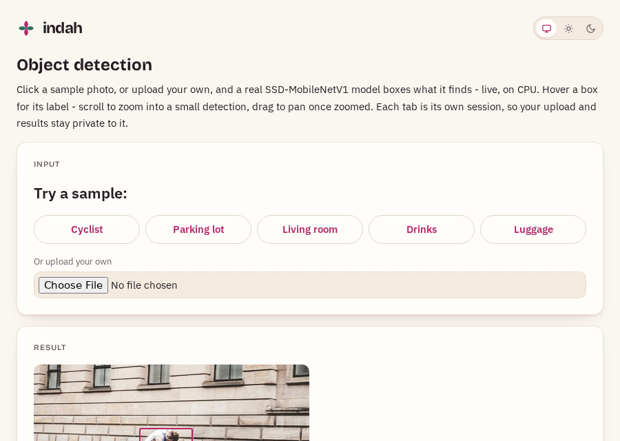 Object detection preview